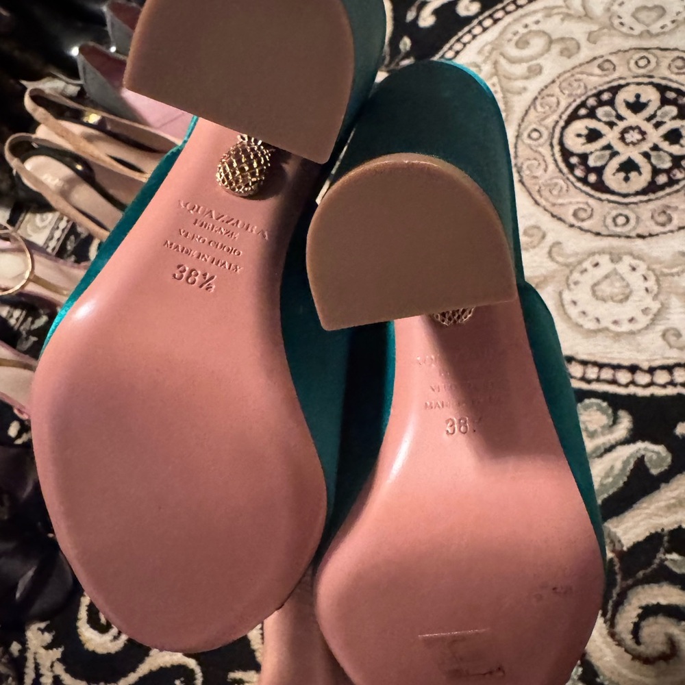 New Aquazzura Luxurious Green Embellished Mules Size 38.5 - Picture 7 of 7